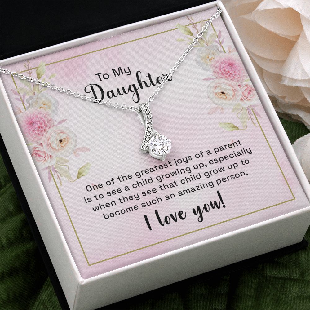 Mother and Daughter Necklace for Girls, To My Daughter Gift Necklace from Mom, Birthday Christmas Gift Graduation Gifts for Daughters, Jewelry Pendant Present for Daughter, Mother Daughter Gift 44 Alluring Beauty Necklace