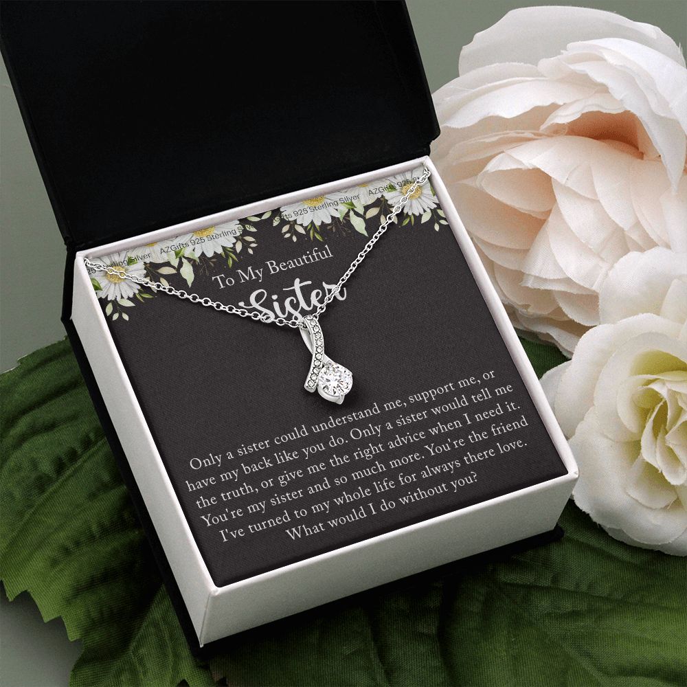 To My Sister Necklace, Sister to Sister, Birthday gift For Sister from Brother 2 Alluring Beauty Necklace