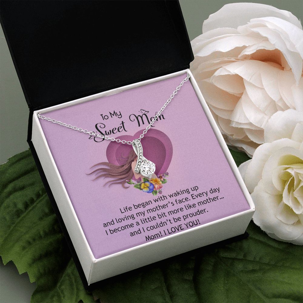 To My Sweet Mom, Sweet Mom Necklace Pendant, Mothers Day Gifts, Gift For Sweet Mom, New Mom Gifts Alluring Beauty Necklace