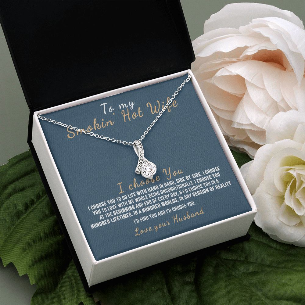 To My Wife Necklace from Husband, Personalized Necklace for Women, Luxury Necklace for Wife from Man Men, Wedding Anniversary Present For Wife, Beautiful Wife Jewelry Christmas Birthday Gift For Wife12 Alluring Beauty Necklace