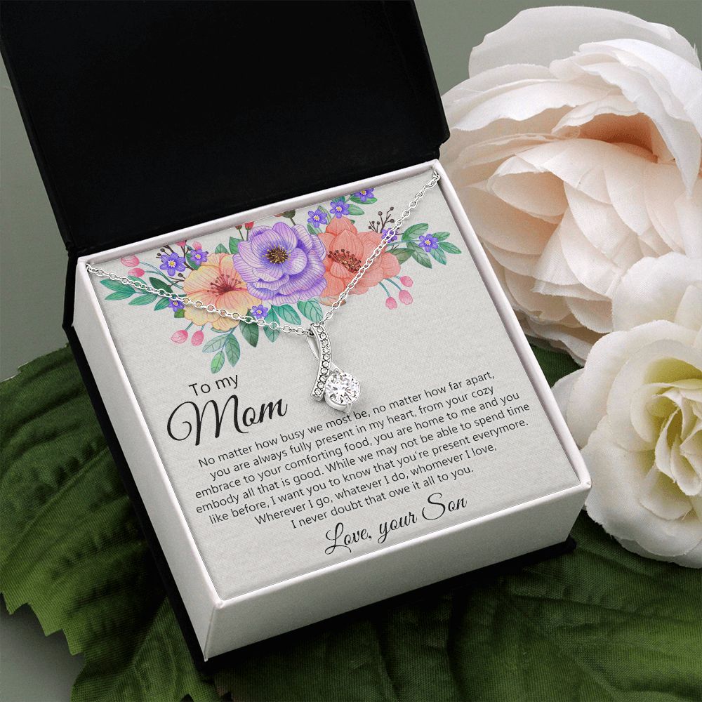 To my Mom Love Your Son Necklace, Meaningful Gift for Mom Necklace Jewelry for Women, Gift for Mom from Son, Son to Mom Jewelry Box, Mom Gift on Mother's Day Birthday Holiday Present Alluring Beauty Necklace