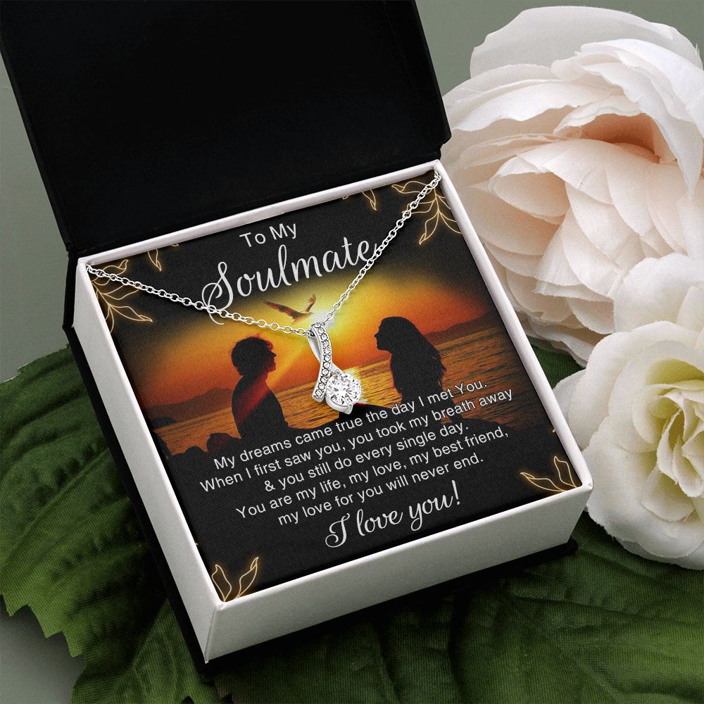 To My Soulmate Necklace for Women Birthday Christmas Jewelry Gifts For My Wife with Message Card Box Personalized Gift Present Pendant for Future Wife Soulmate Girlfriend Love 6 Alluring Beauty Necklace