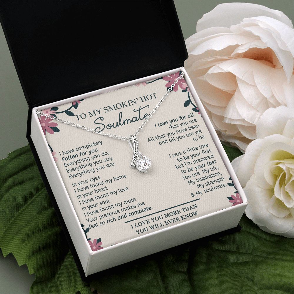 To My Smokin Hot Soulmate Necklace - Wife Gifts From Husband To My Wife Necklace, Gift for Her Romantic, Girlfriend Gifts Necklace for Wife from Men Includes Message Card and Gift Box 17 Alluring Beauty Necklace