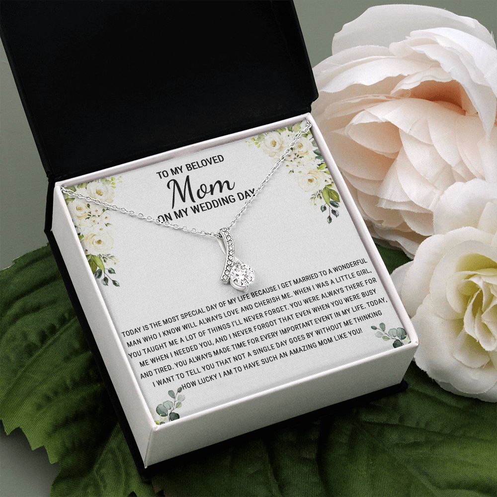 To My Beloved Mom On My Wedding Day Necklace, Daughter Gift for Mom, Bride Gift for Mother, Mother of Bride Gift, Necklace for Mother of Bride Wedding Day, To my Mom Necklace