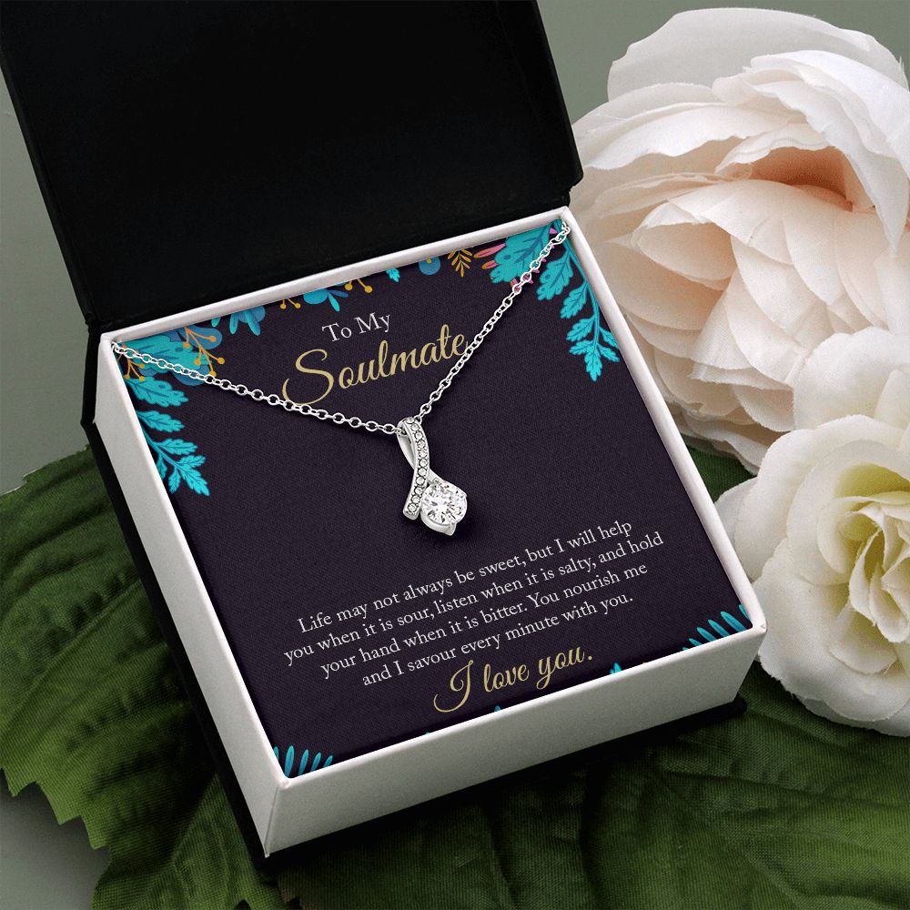 To My Soulmate Necklace for Women Birthday Christmas Jewelry Gifts For My Wife with Message Card Box Personalized Gift Present Pendant for Future Wife Soulmate Girlfriend Love 16 Alluring Beauty Necklace