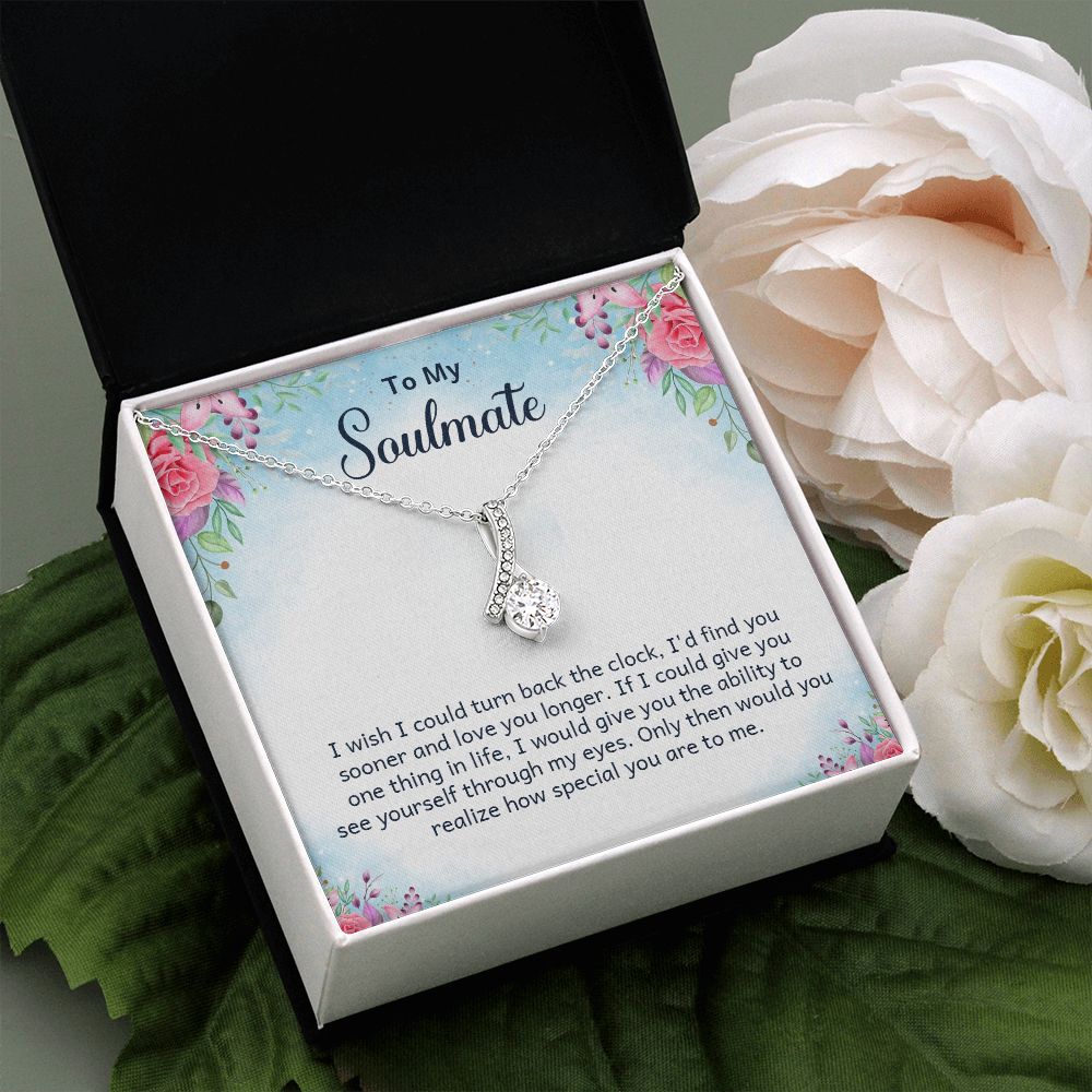 To My Soulmate Necklace for Women Birthday Christmas Jewelry Gifts For My Wife with Message Card Box Personalized Gift Present Pendant for Future Wife Soulmate Girlfriend Love 17 Alluring Beauty Necklace