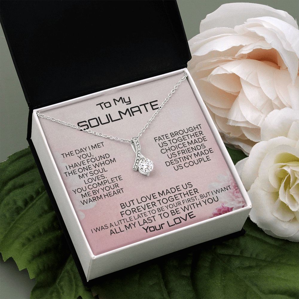 To My Soulmate Necklace for Women Birthday Christmas Jewelry Gifts For My Wife with Message Card Box Personalized Gift Present Pendant for Future Wife Soulmate Girlfriend Love 2 Alluring Beauty Necklace