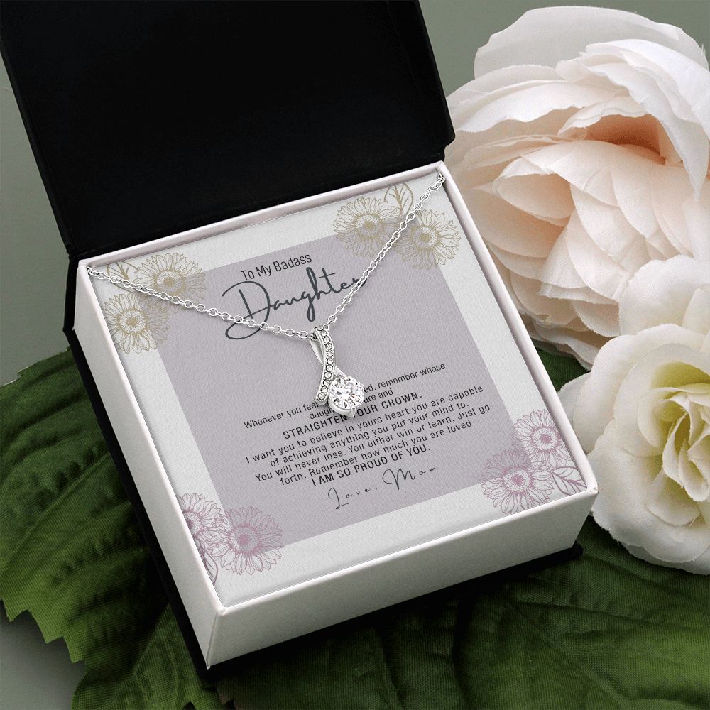 Bonus Daughter Gifts From Stepdad, Step Daughter Gifts From Stepmom, Stepdaughter Gifts From Stepdad, Father Stepdaughter Necklace, To My Bonus Daughter Necklaces, Christmas Gifts For Bonus5 Alluring Beauty Necklace