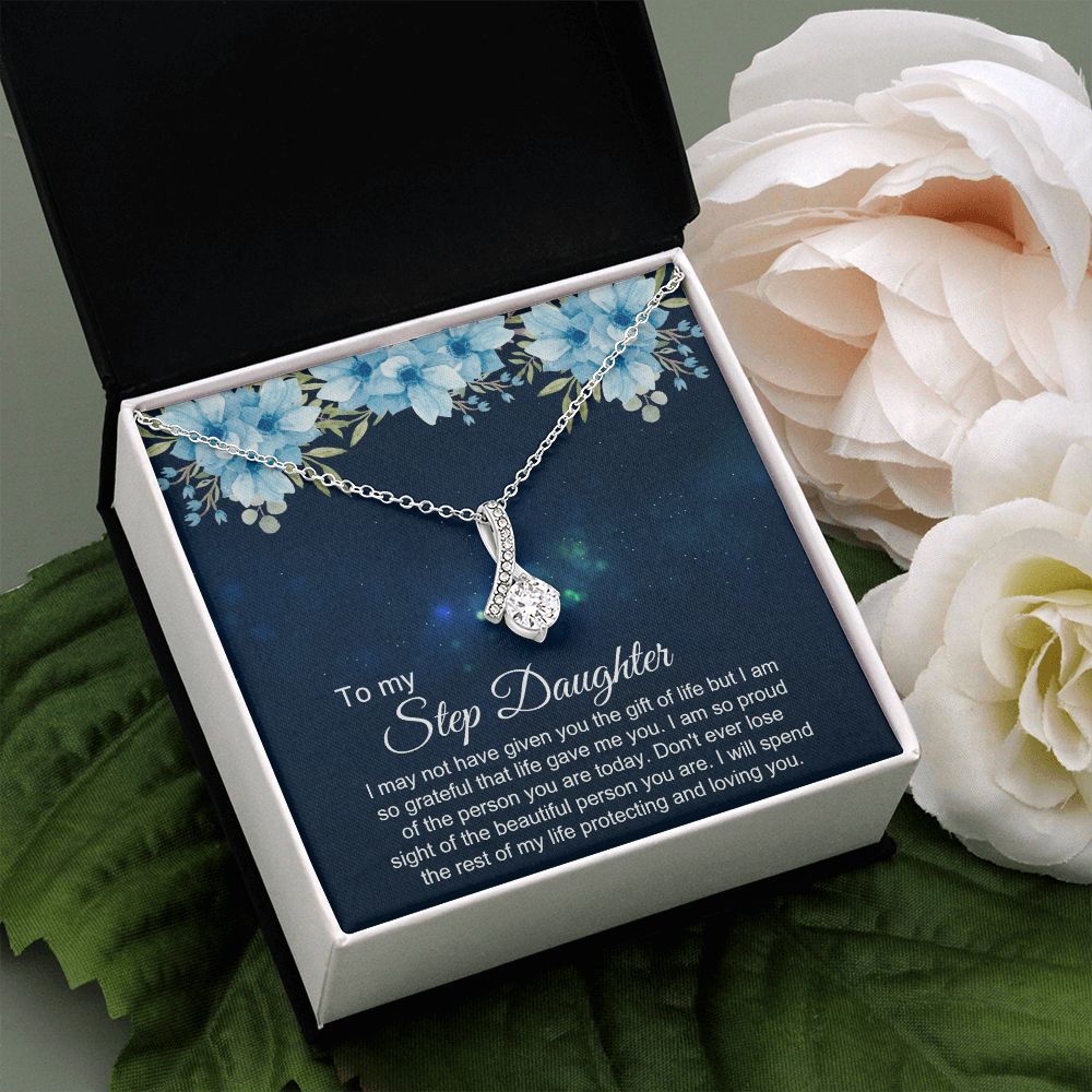 Bonus Daughter Gifts From Stepdad, Step Daughter Gifts From Stepmom, Stepdaughter Gifts From Stepdad, Father Stepdaughter Necklace, To My Bonus Daughter Necklaces, Christmas Gifts For Bonus3 Alluring Beauty Necklace