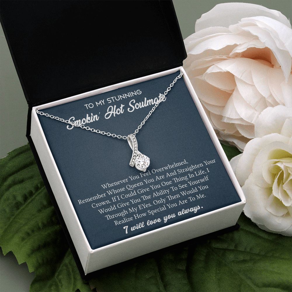 To My Soulmate Necklace for Women Birthday Valentines Day Jewelry Gifts For My Wife with Message Card Box Personalized Gift Present Pendant for Future Wife Soulmate Girlfriend Love 5 Alluring Beauty Necklace