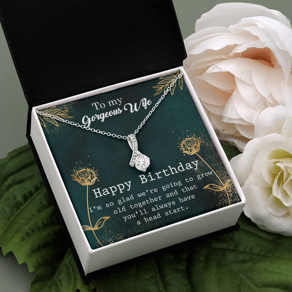 To My Gorgeous Wife Necklace Pendant Gift From Husbnd Habby Birthday A Head Start With Message Card and Gift Box. Valentine's Day Gift For Wife Future Wife Alluring Beauty Necklace