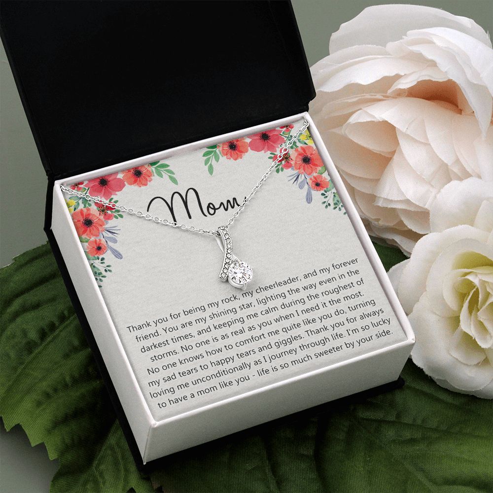 To My Mom Gift Necklace for Mother Daughter Jewelry, Thank You Mom Gift, Gift for Mom from Daughter to Mother Necklace Pendant Jewelry Box for Mom on Mother's Day Birthday Alluring Beauty Necklace