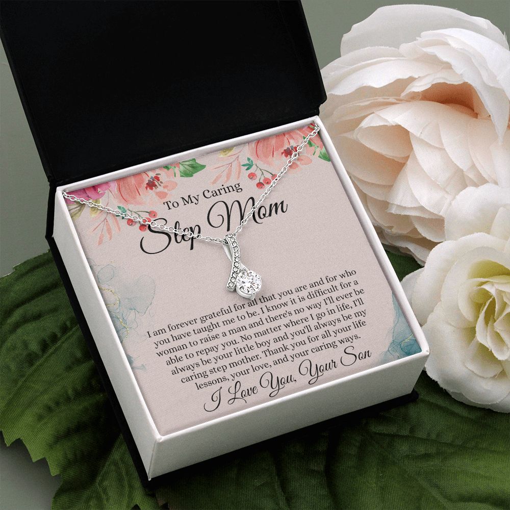 To My Step Mom Gift, Step Mom Necklace, Step Mom Gift From Son, Step Mom Mother's Day Gift From Step Son, Step Mom Birthday Gift, Step Mom Gift Necklace from Step Son Alluring Beauty Necklace