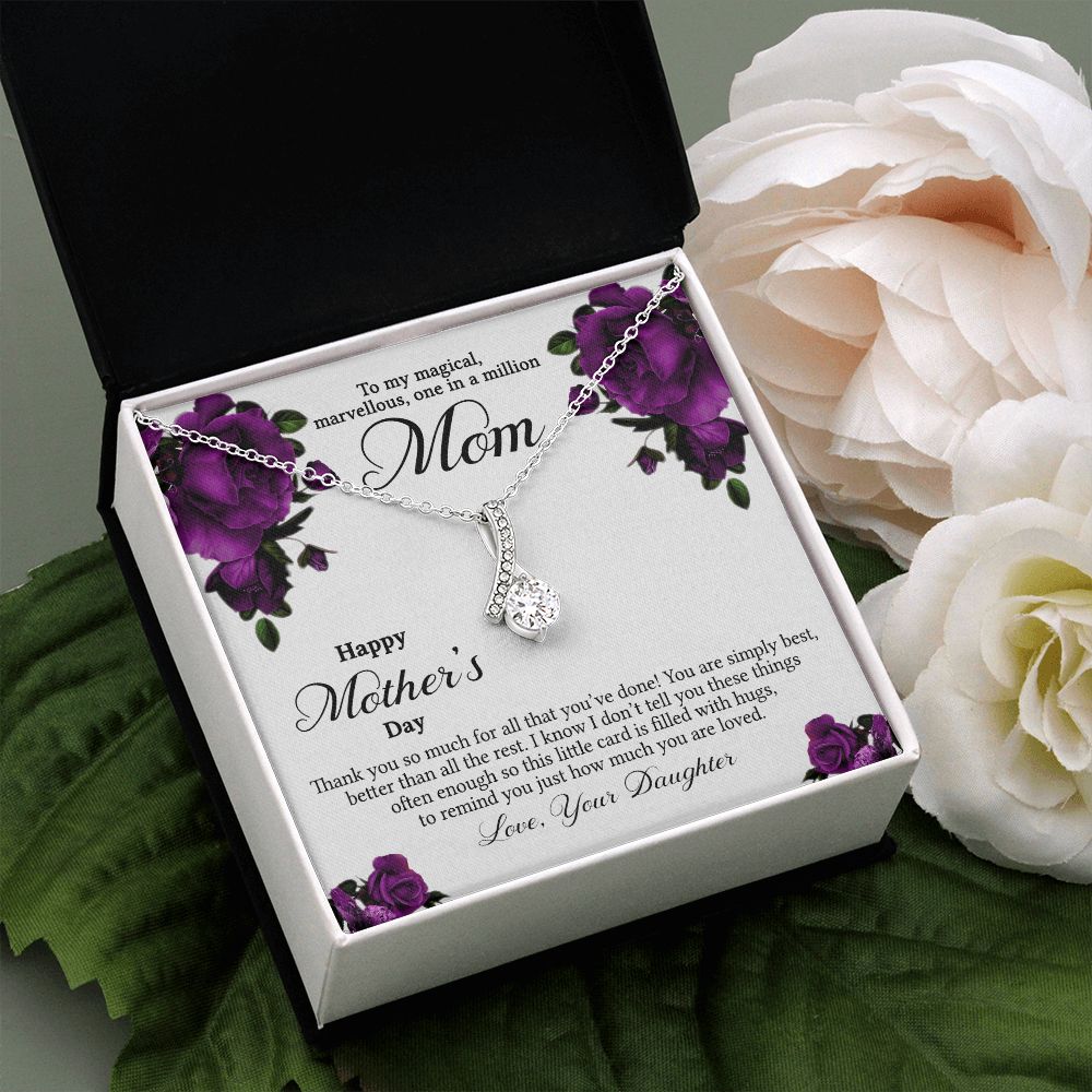 Mom Necklace Gifts for Mom from Daughter to Mom Gifts for Mothers Day from Daughter, To My Mom Necklace from Daughter to Mom Birthday Gifts Necklace with Message Card and Gift Box3 Alluring Beauty Necklace