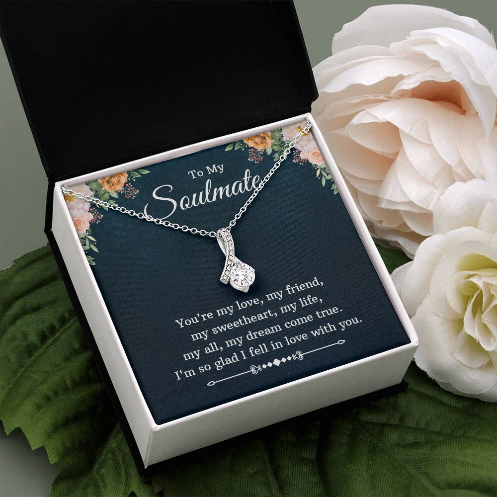 To My Soulmate Necklace for Women Birthday Christmas Jewelry Gifts For My Wife with Message Card Box Personalized Gift Present Pendant for Future Wife Soulmate Girlfriend Love 10 Alluring Beauty Necklace