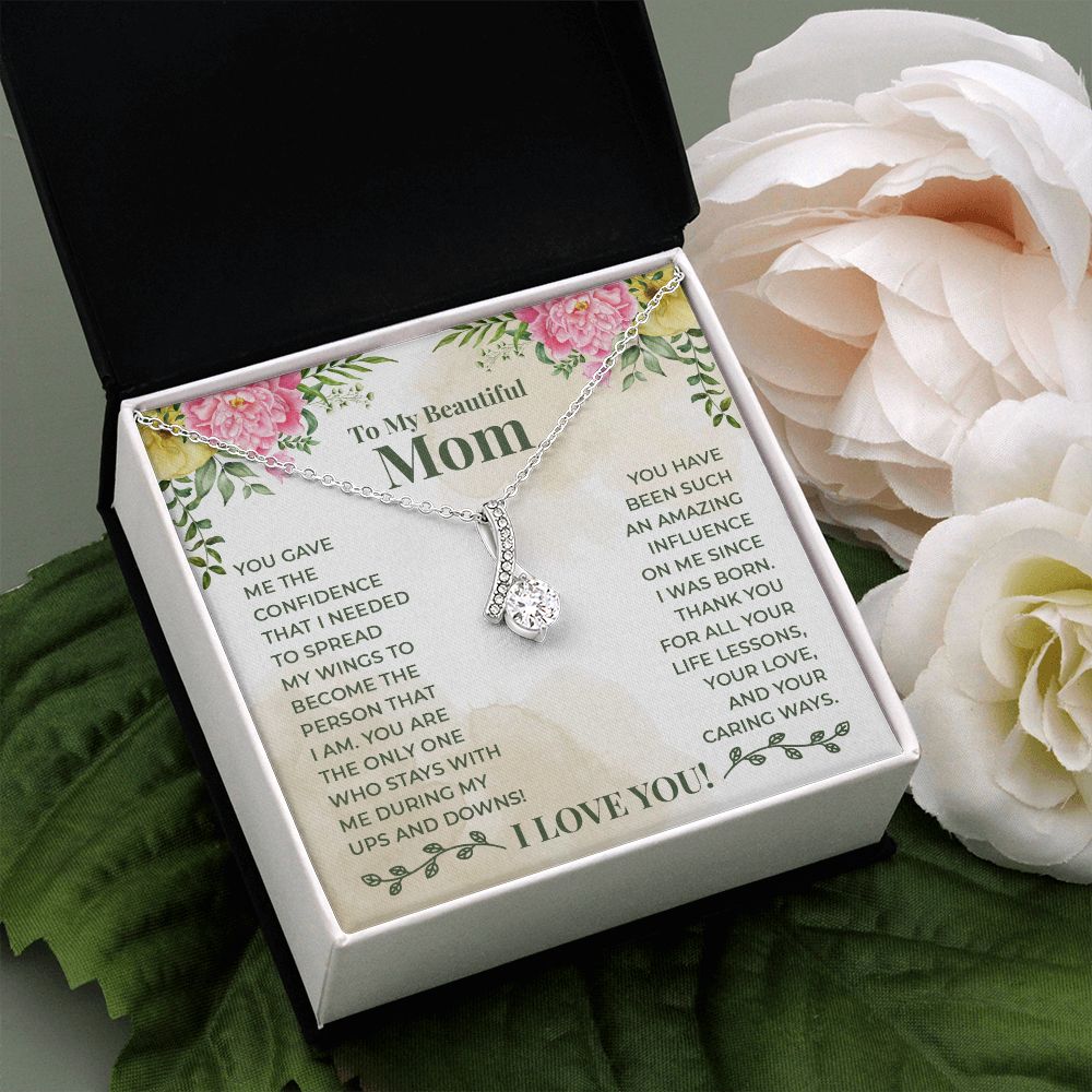 Mom Necklace Gifts for Mom from Daughter to Mom Gifts for Mothers Day from Daughter, To My Mom Necklace from Daughter to Mom Birthday Gifts Necklace with Message Card and Gift Box22 Alluring Beauty Necklace