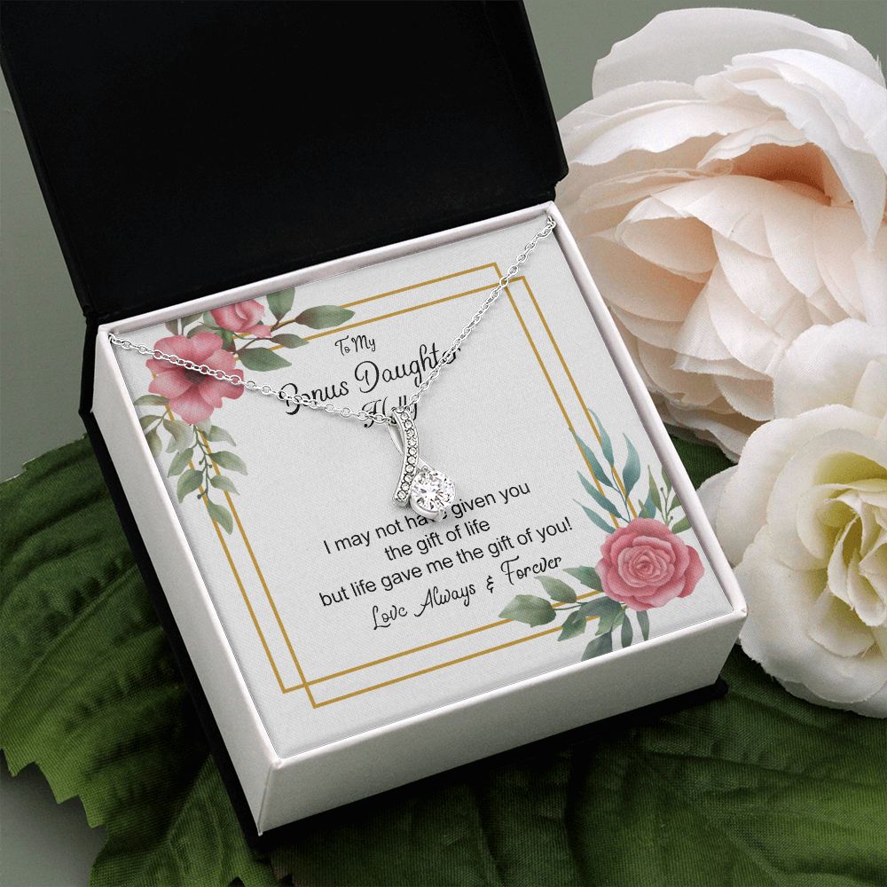 Bonus Daughter Gifts From Stepdad, Step Daughter Gifts From Stepmom, Stepdaughter Gifts From Stepdad, Father Stepdaughter Necklace, To My Bonus Daughter Necklaces, Christmas Gifts For Bonus6 Alluring Beauty Necklace