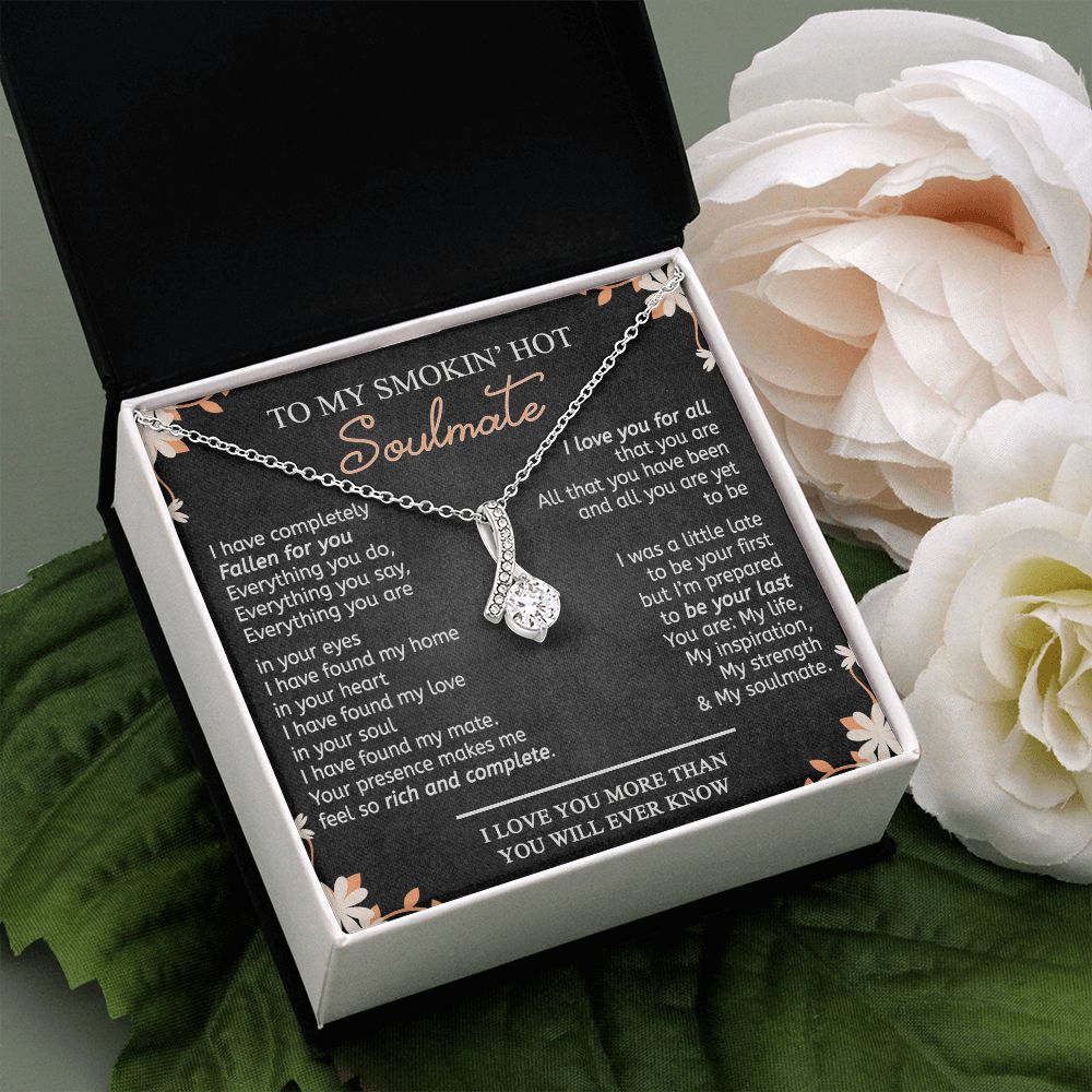 To My Smokin Hot Soulmate Necklace - Wife Gifts From Husband To My Wife Necklace, Gift for Her Romantic, Girlfriend Gifts Necklace for Wife from Men Includes Message Card and Gift Box 10 Alluring Beauty Necklace