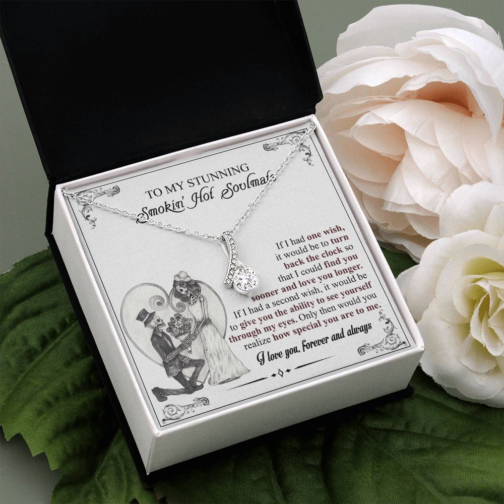 To My Soulmate Necklace for Women Birthday Valentines Day Jewelry Gifts For My Wife with Message Card Box Personalized Gift Present Pendant for Future Wife Soulmate Girlfriend Love 6 Alluring Beauty Necklace