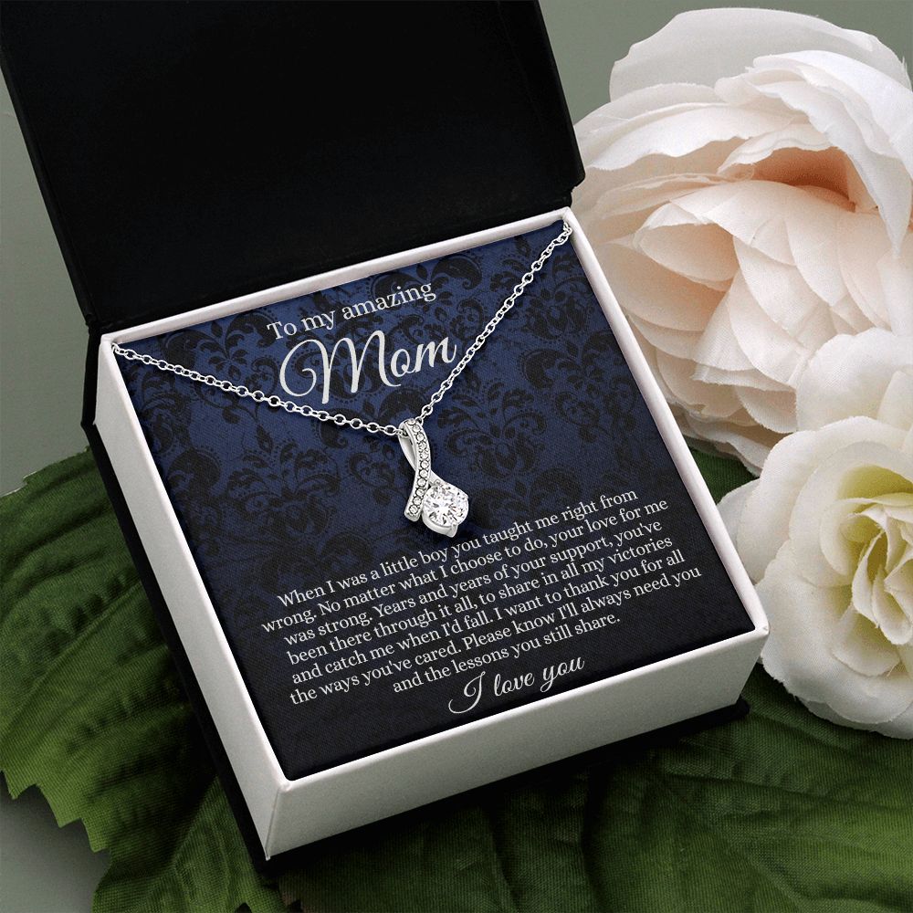 Gift for Mom Necklace, To My Beautiful Mom Love Knot Necklace Card, Mother’s Day Gift For Mom From Son, Thank You Mom Gift, Custom Jewelry Necklace For Mom Alluring Beauty Necklace