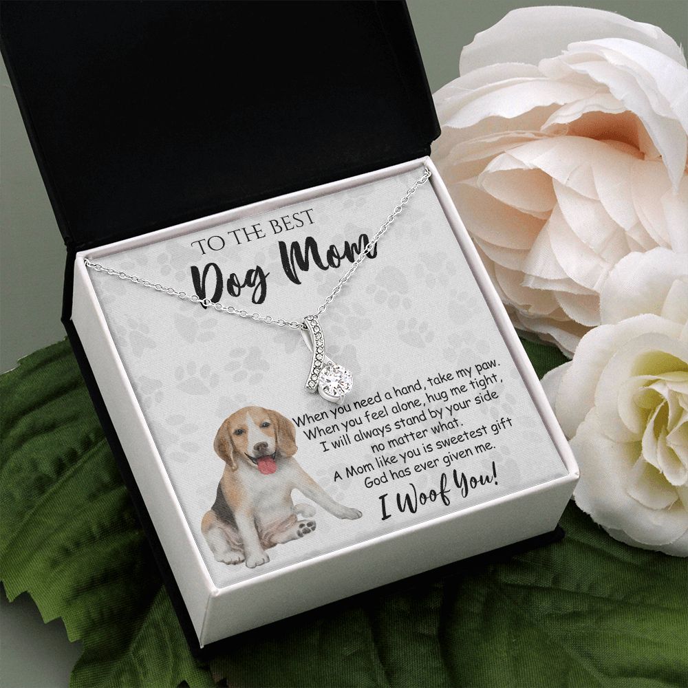 To The Best Beagle Dog Mom Knot Necklace Mother's Day Gift , I Woof You Quote Gift Card, Message Card Jewelry For Dog Lovers, Necklace For Mom Alluring Beauty Necklace