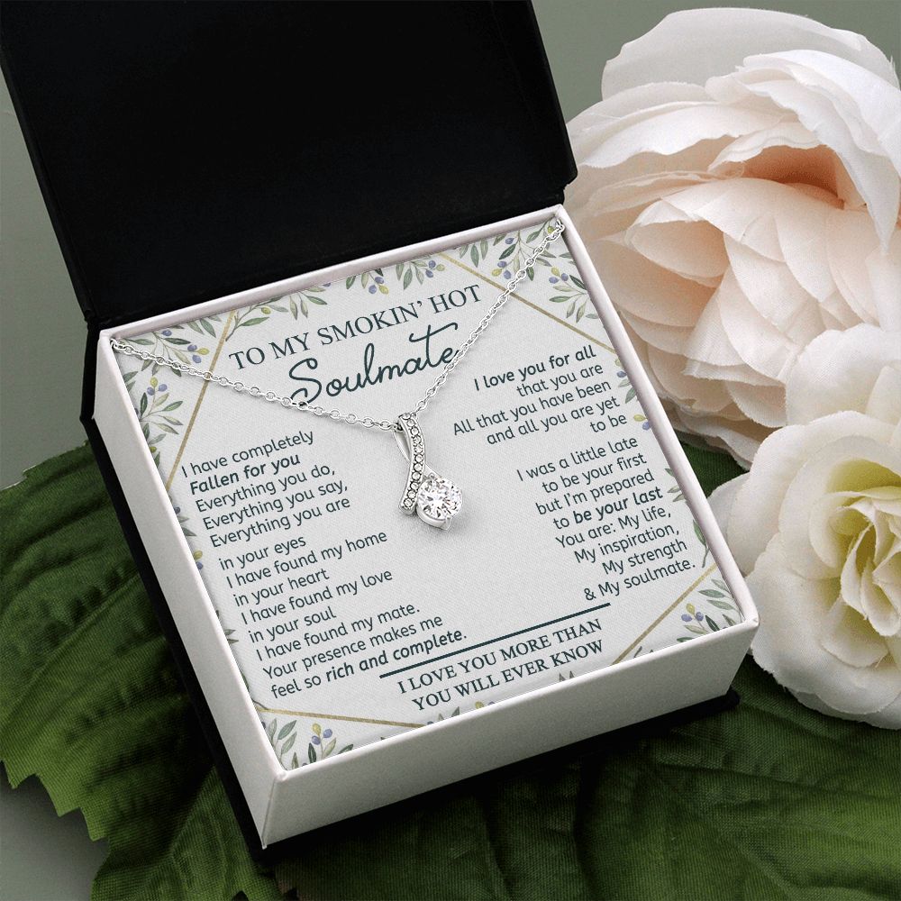 To My Smokin Hot Soulmate Necklace - Wife Gifts From Husband To My Wife Necklace, Gift for Her Romantic, Girlfriend Gifts Necklace for Wife from Men Includes Message Card and Gift Box 18 Alluring Beauty Necklace