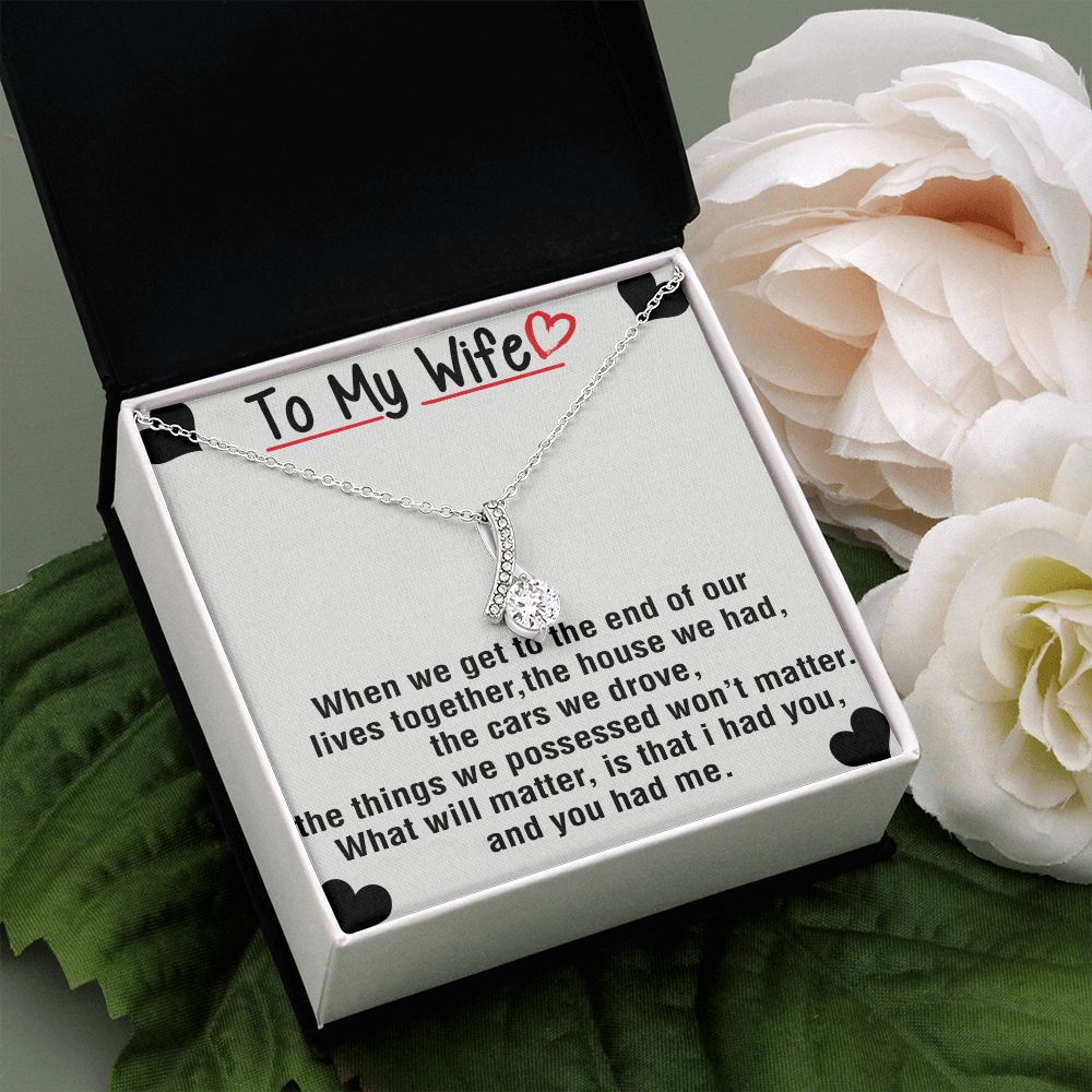 To My Wife Necklace from Husband, Personalized Necklace for Women, Luxury Necklace for Wife from Man Men, Wedding Anniversary Present For Wife, Beautiful Wife Jewelry Christmas Birthday Gift For Wife25 Alluring Beauty Necklace