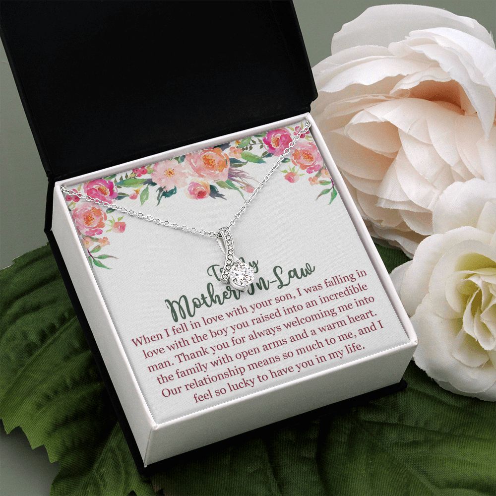 To My Mom In Law Necklace Pendant Gift From Son Happy Mother's Day Gift For Mom Birthday, Anniversary Love With Your Son Alluring Beauty Necklace