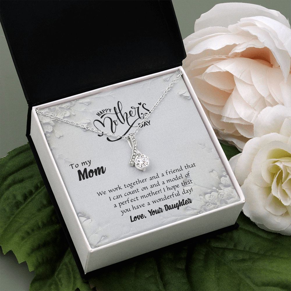 To My Mom Necklace Pendant Gift From Daughter And Happy Mother's Day Gift For Mom Birthday, Anniversary Together And A Friend Alluring Beauty Necklace
