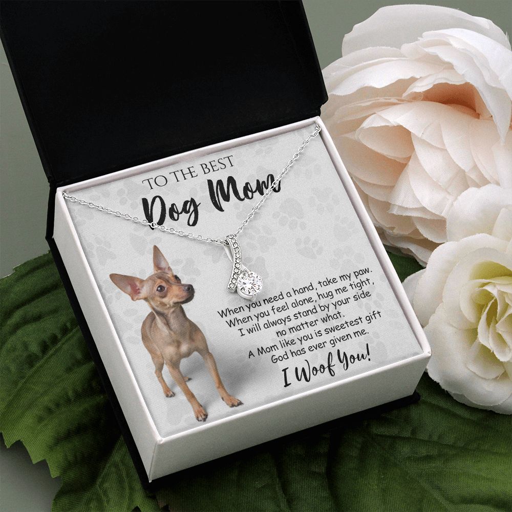 To The Best Chihuahua Dog Mom Knot Necklace Mother's Day Gift , I Woof You Quote Gift Card, Message Card Jewelry For Dog Lovers, Necklace For Mom Alluring Beauty Necklace