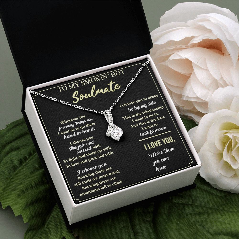 To My Soulmate Necklace for Women Birthday Valentines Day Jewelry Gifts For My Wife with Message Card Box Personalized Gift Present Pendant for Future Wife Soulmate Girlfriend Love 7 Alluring Beauty Necklace