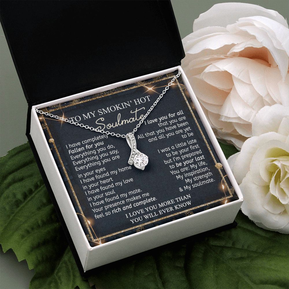 To My Smokin Hot Soulmate Necklace - Wife Gifts From Husband To My Wife Necklace, Gift for Her Romantic, Girlfriend Gifts Necklace for Wife from Men Includes Message Card and Gift Box 14 Alluring Beauty Necklace