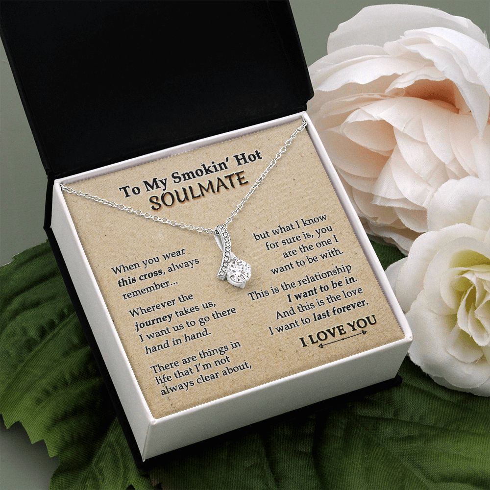 To My Soulmate Necklace for Women Birthday Valentines Day Jewelry Gifts For My Wife with Message Card Box Personalized Gift Present Pendant for Future Wife Soulmate Girlfriend Love 9 Alluring Beauty Necklace