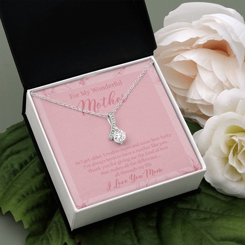 To My Wonderful Mother Necklace Message Card, Gift Box for Mom Birthday Gift From Daughter Mothers Day Necklace for Mom Gift From Daughter Mom Gifts For Wedding Mom Thank You Gift For Mom Alluring Beauty Necklace