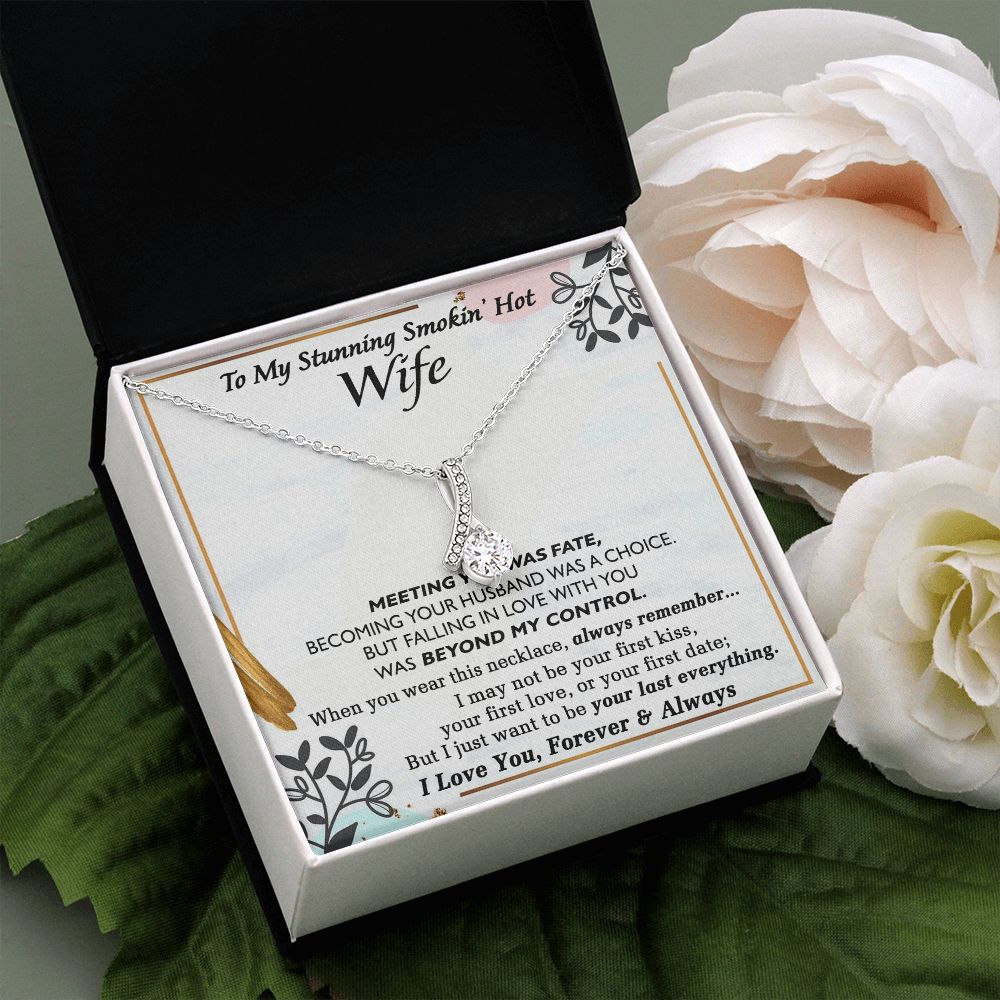 To My Smokin Hot Wife Necklace, Wedding Anniversary Jewelry For Women, Necklace For Wife from Husband, Gifts For Wife Birthday Gifts Necklace, Jewelry With Message Card In A Gift Box Alluring Beauty Necklace
