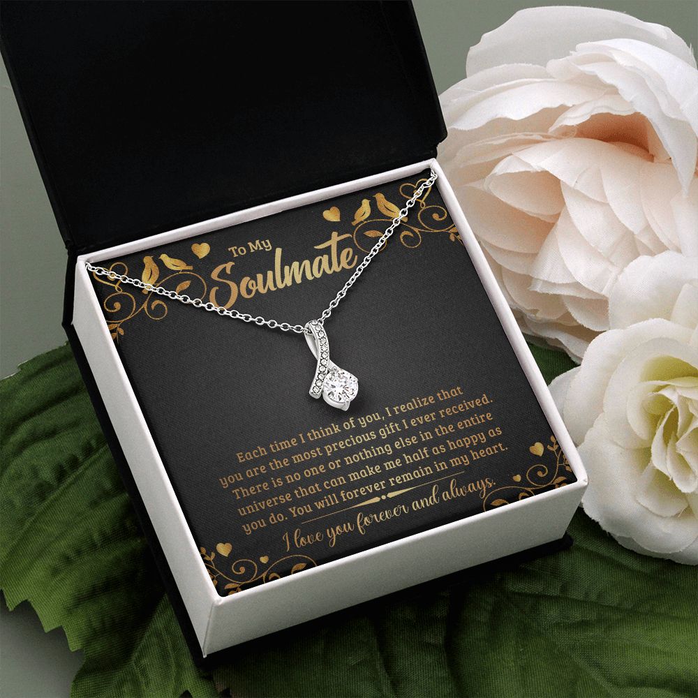 To My Soulmate Necklace for Women Birthday Christmas Jewelry Gifts For My Wife with Message Card Box Personalized Gift Present Pendant for Future Wife Soulmate Girlfriend Love 19 Alluring Beauty Necklace