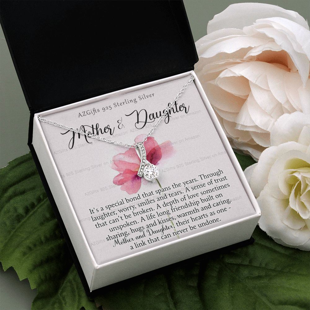 Mother Daughter Necklace with Message Card Mother Daughter Gift Mom Birthday Gift Necklace for Mom from Daughter Gift Birthday Gift for Mom Daughter Gift from Mom 301 Alluring Beauty Necklace