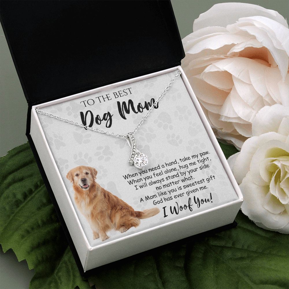 To The Best Golden Retriever Dog Mom Knot Necklace Mother's Day Gift , I Woof You Quote Gift Card, Message Card Jewelry For Dog Lovers, Necklace For Mom Alluring Beauty Necklace