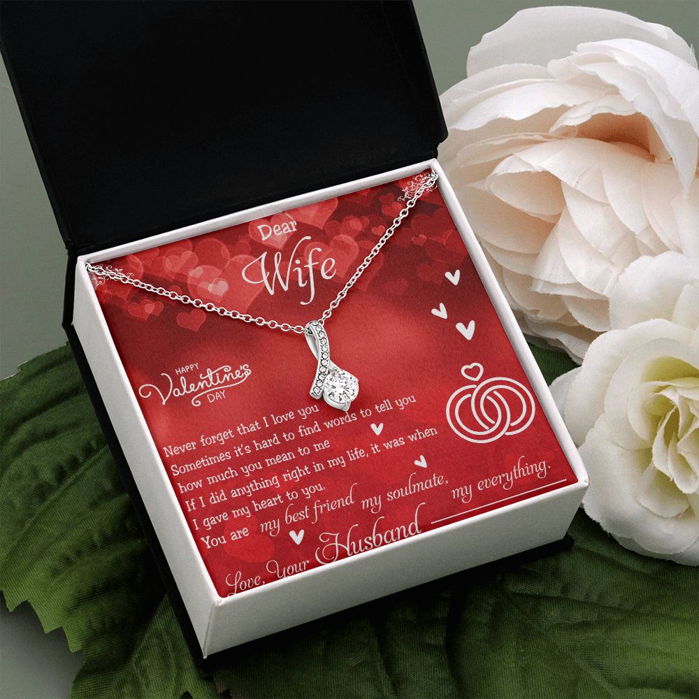 To My Wife Necklace, Wedding Anniversary Jewelry For Women, Necklace For Wife from Husband, Gift For Wife Birthday Gifts From Husband Necklace, Jewelry With Message Card In A Gift Box4 Alluring Beauty Necklace