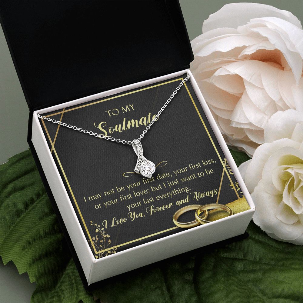 To My Soulmate Necklace for Women Birthday Christmas Jewelry Gifts For My Wife with Message Card Box Personalized Gift Present Pendant for Future Wife Soulmate Girlfriend Love 28 Alluring Beauty Necklace