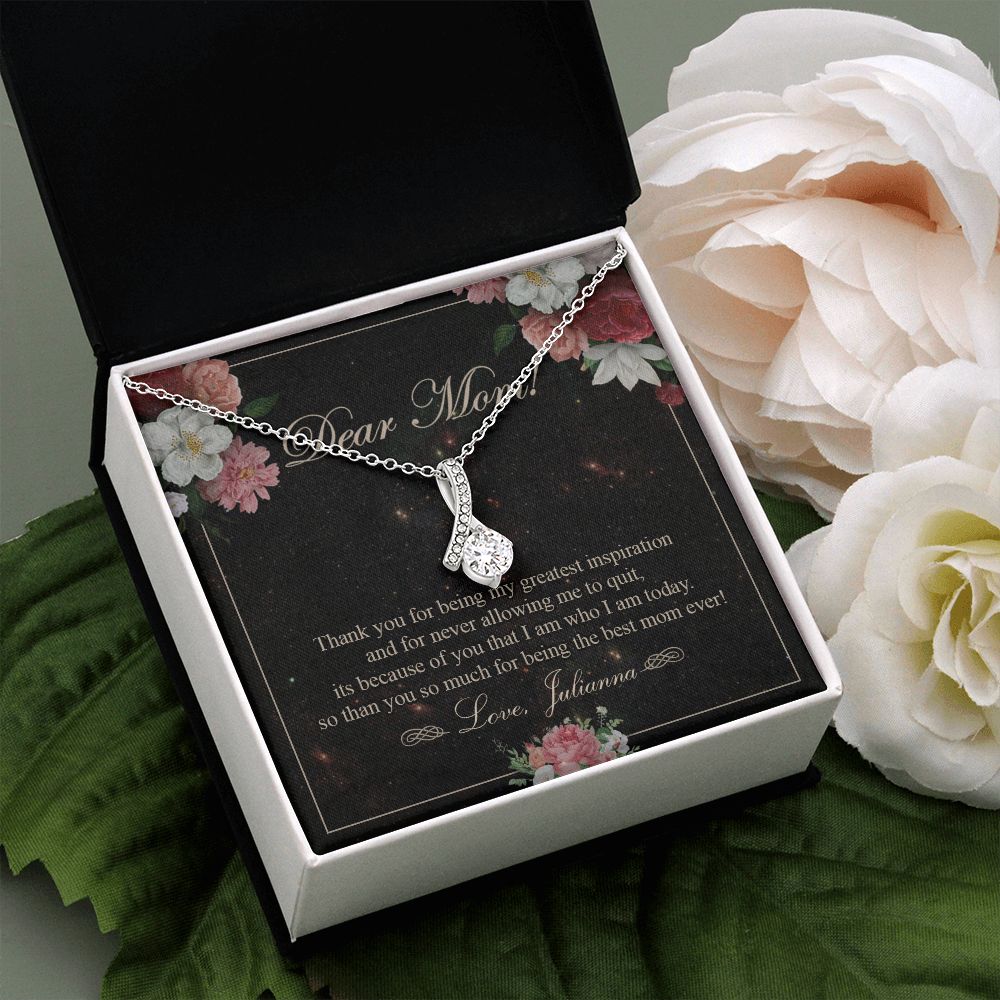 To My Mom Necklace, Gift For Mom On Mother's Day Thank You Mom Gifts From Kids Mom Julianna Alluring Beauty Necklace