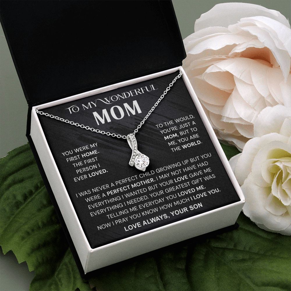 To My Wonderful Mom Necklace, Mom From Son Gift, Gift for Mother's Day From Son, Gift for Mom, Mother Gift from Son Necklace, Son to Mom Gifts, Mom gifts, Mothers Day Gift From Son Alluring Beauty Necklace