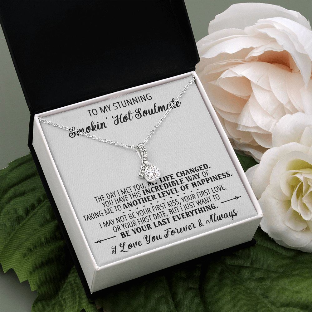 To My Smokin Hot Soulmate Necklace - Wife Gifts From Husband To My Wife Necklace, Gift for Her Romantic, Girlfriend Gifts Necklace for Wife from Men Includes Message Card and Gift Box 1 Alluring Beauty Necklace