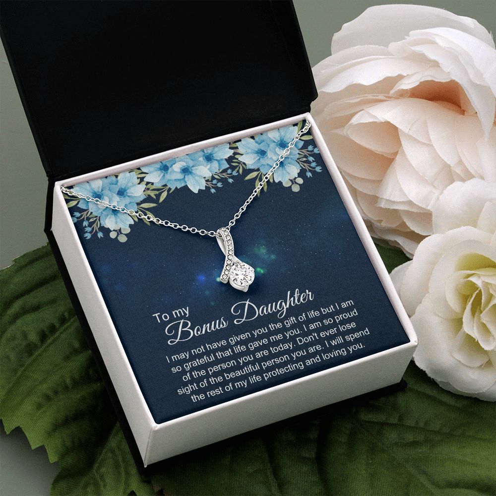 Bonus Daughter Gifts From Stepdad, Step Daughter Gifts From Stepmom, Stepdaughter Gifts From Stepdad, Father Stepdaughter Necklace, To My Bonus Daughter Necklaces, Christmas Gifts For Bonus4 Alluring Beauty Necklace