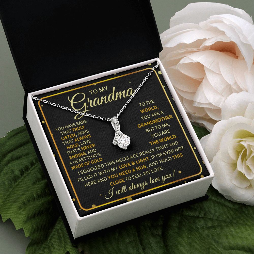 To My Grandma Necklace, Gift for Grandmother Necklace, Mothers Day Gift For Grandma Nana, Grandma Jewelry From Grandchildren GrandKids , Jewelry Box Gift For Grandma Grandmother7 Alluring Beauty Necklace
