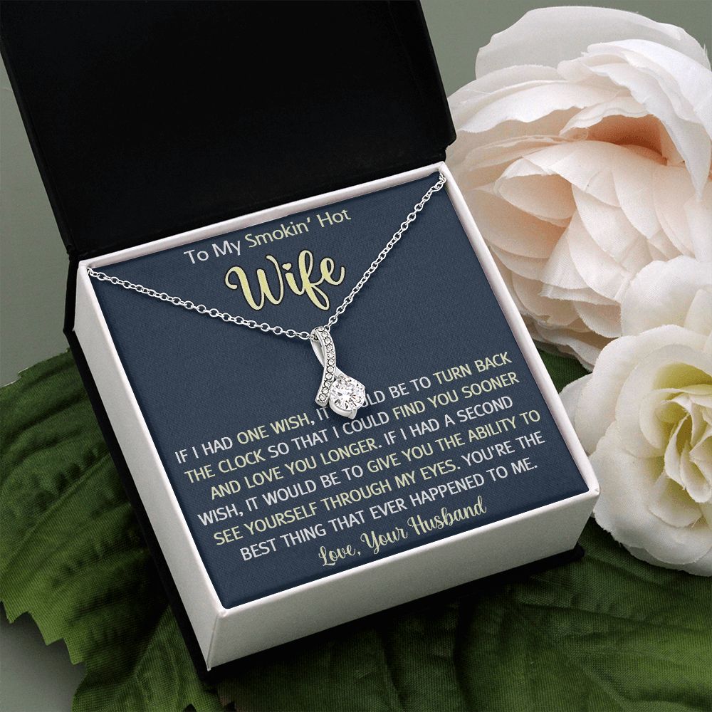 To My Smokin Hot Wife Necklace, Wedding Anniversary Jewelry For Women, Necklace For Wife from Husband, Gifts For Wife Birthday Gifts Necklace, Jewelry With Message Card In A Gift Box3 Alluring Beauty Necklace