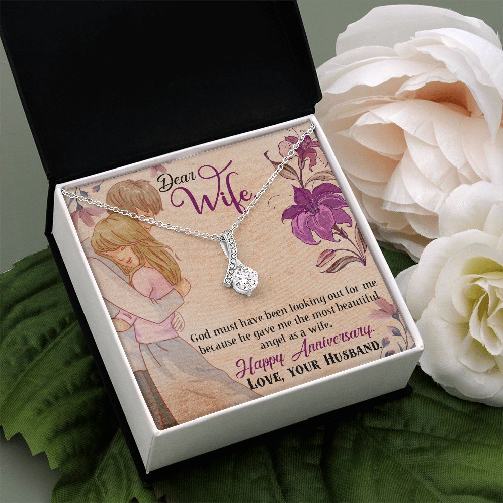 To My Wife Necklace, Wedding Anniversary Jewelry For Women, Necklace For Wife from Husband, Gift For Wife Birthday Gifts From Husband Necklace, Jewelry With Message Card In A Gift Box7 Alluring Beauty Necklace
