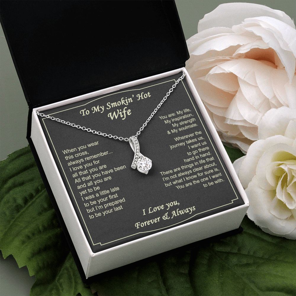 To My Smokin Hot Wife Necklace, Wedding Anniversary Jewelry For Women, Necklace For Wife from Husband, Gifts For Wife Birthday Gifts Necklace, Jewelry With Message Card In A Gift Box2 Alluring Beauty Necklace