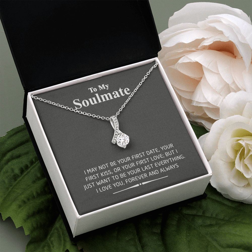 To My Soulmate Necklace for Women Birthday Valentines Day Jewelry Gifts For My Wife with Message Card Box Personalized Gift Present Pendant for Future Wife Soulmate Girlfriend Love 2 Alluring Beauty Necklace