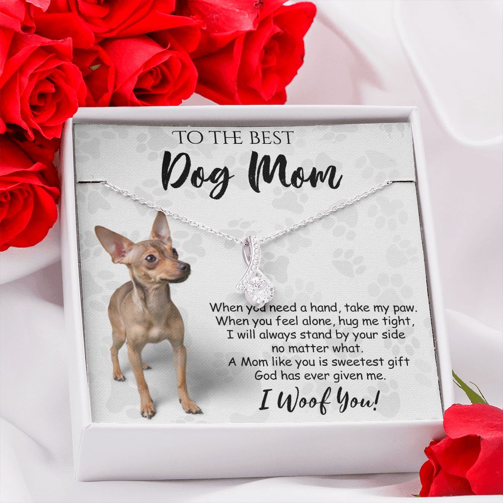To The Best Chihuahua Dog Mom Knot Necklace Mother's Day Gift , I Woof You Quote Gift Card, Message Card Jewelry For Dog Lovers, Necklace For Mom Alluring Beauty Necklace